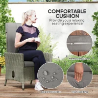 Outsunny 105°-150° Reclining Rattan Chair - Grey(m-6)
