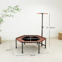 SPORTNOW 45" Rebounder Trampoline for Adults, Quiet Bungee Rebounder with LED Lights and Adjustable Handle, Orange(m-3)