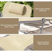 Outsunny Set of Two Steel Frame Sun Loungers, with Reclining Backs - Brown(m-5)