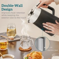 HOMCOM Electric Stainless Steel Kettle and Toaster Set, 3000W 1.7L UK Strix Thermostat Fast Boil Kettle w/ Limescale Filter, Cool Touch Body, 4 Slice Toaster with 7 Browning Levels, Black(m-5)