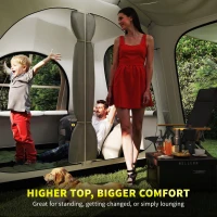 Outsunny 4 Man Tunnel Tent, Family Camping Tent with Porch, Bedroom and Living Area, Sewn in Groundsheet, 3000mm Waterproof, Portable with Bag for Hiking, Festival, Backpacking, Khaki(m-4)