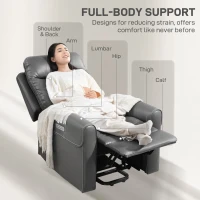 HOMCOM Power Lift Recliner Chair for Elderly, Overstuffed Faux Leather Riser and Reclining Chair with USB A+C Ports, Recliner Armchair for Living Room, Charcoal Grey(m-8)