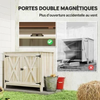 Outsunny Armoire de jardin en bois, placard de jardin en bois avec étagères et double portes, 110 x 60 x 88,5 cm, bois naturel(m-6)