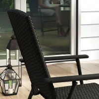 Outsunny Set of Two Folding Rattan Seat Chairs - Black(m-9)