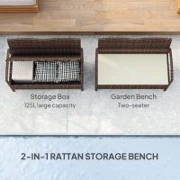 Outsunny 125L Storage Garden Bench, with Cushion - Brown(m-4)