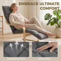 HOMCOM Modern Accent Chair, Leisure Lounge Chair Armchair with Footrest, Plush Cushion, Curved Legs and Arms, Grey(m-4)