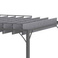 Outsunny 4 x 3(m) Outdoor Pergola with Retractable Roof, Aluminium Louvered Patio Gazebo Canopy for Garden, Patio, Grey(m-9)