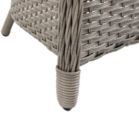 Outsunny 4 Seater Rattan Garden Furniture Set with Cushions, Round PE Rattan Dining Set with Glass-Top Table, Umbrella Hole, Outdoor Garden Table and Chairs, Mixed Grey(m-8)