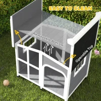 PawHut Wooden Dog Kennel with Removable Floor, Asphalt and Openable Roof, Giant Window for Large Dogs, Charcoal Grey(m-5)
