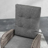 Outsunny 2 Seater Patio Rattan Chaise Lounge Sofa Set with Fabric Cushion, Grey and Brown(m-9)
