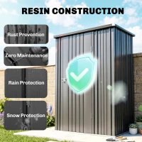 Outsunny 5.3 x 3.1ft Corrugated Steel Garden Shed - Black(m-4)