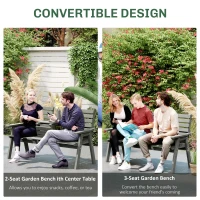Outsunny Fir Wood Convertible 2 to 3 Seater Outdoor Garden Bench Grey(m-4)