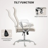 HOMCOM Fabric High Back Office Chair - Cream White(m-5)
