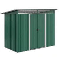 Outsunny 8.5 x 4ft Metal Shed with Lightsky Panels, Garden Storage Tool House with Double Doors for Garden, Patio and Lawn, Green(m-10)