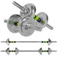 SPORTNOW 20kg 2-in-1 Barbell and Dumbbell Set, with Non-Slip Handle, for Weight Lifting, Training Home Gym(m-10)