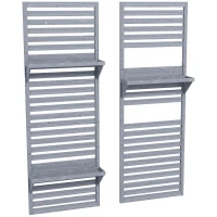 Outsunny Wall Mounted Plant Stands Set of 2, Fir Wood Flower Stand with Shelves and Slatted Trellis for Patio, Balcony, Porch(m-1)