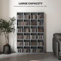HOMCOM CD Storage Unit with Adjustable Shelves, 89 x 130.5 cm, Cement Grey(m-4)