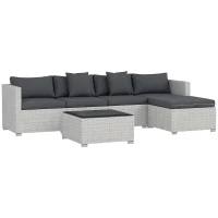 Outsunny 6 Pieces Rattan Corner Sofa Set - Mixed Grey(m-10)