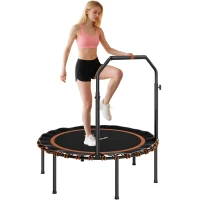 SPORTNOW 40" Foldable Fitness Trampoline Rebounder with Handle, Orange(m-10)