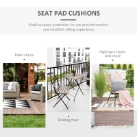 Outsunny Set of 2 Garden Chair Cushions with Ties, 45 x 45 cm Replacement Cushions for Outdoor Furniture, Dark Grey(m-6)
