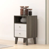 HOMCOM Comodino Industriale e Candinavo con Cassetti e Ripiano, 40x34x64 cm, Grigio(m-4)