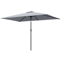 Outsunny Garden Parasol, Parasol Umbrella with Crank Handle, Tilt Function, Polyester Canopy, Light Grey(m-11)