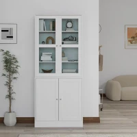HOMCOM Double Storage Display Cabinet - White(m-8)