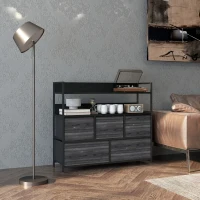 HOMCOM Rustic Chest of Five Fabric Drawers - Black(m-2)