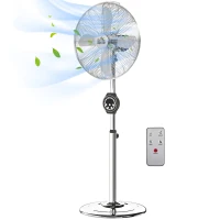 HOMCOM 16" Metal Pedestal Fan with Oscillating, Adjustable Height - Silver Tone(m-11)