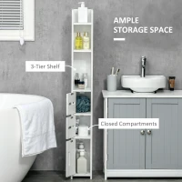 kleankin Modern Bathroom Storage Cabinet, Freestanding Tall Bathroom Cabinet with Open Shelves and 3 Cupboards with Door, for Bedroom Hallway, White(m-4)