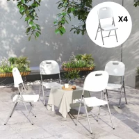 Outsunny Set of Four Foldable Outdoor Chairs - White(m-6)