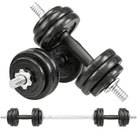 SPORTNOW 2-in-1 Adjustable Dumbbells Set, 30kg Cast Iron Weights Dumbbells Set with Non-Slip Grip for Strength Training, Weight Lifting, Bodybuilding, Home Gym Workout Equipment for Men & Women(m-10)