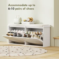 HOMCOM Elegant Ten Shoe Bench, with Top Seat - White(m-5)