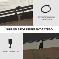 Outsunny 4 Pack Replacement Gazebo Curtains Privacy Panel for Most 3 x 4m Gazebo Canopy Pavillion Outdoor Shelter Sidewalls Accessories Dark Brown(m-6)