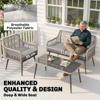Outsunny Rattan Garden Furniture Set, 4 Piece Outdoor Patio Furniture with Tempered Glass Table and Chairs, Indoor Balcony Conservatory Set(m-6)