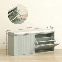 HOMCOM Elegant Ten Shoe Bench, with Top Seat - Green(m-3)