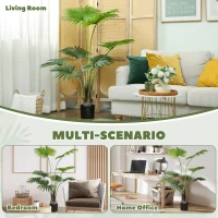 HOMCOM 145cm Artificial Palm Tree, Decorative Artificial Plant with Lifelike PEVA Leaves and Coconut Coir, Fake Tree with Plastic Pot and Flocking for Home Office Decor, Green(m-5)