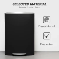 HOMCOM 50L Kitchen Bin with Soft-Close Lid and Stay-Open Function, Stainless Steel Pedal Bin with Removable Inner Bucket, Carry Handle for Kitchen, Office, Home, Black(m-6)
