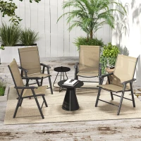Outsunny Set of Four Folding Garden Chairs - Light Brown(m-2)