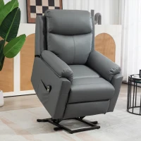 HOMCOM Faux Leather 70° Electric Riser Recliner Chair, Charcoal Grey(m-2)