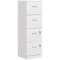 HOMCOM Four-Drawer Lockable Filing Cabinet - White Wood Effect