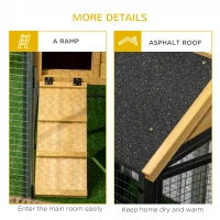 PawHut Outdoor Rabbit Hutch, with Run, Removable Tray, Asphalt Roof, 120 x 55.5 x 80cm(m-7)