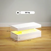 HOMCOM LED Coffee Table with Storage - High Gloss White(m-3)