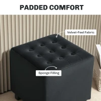 HOMCOM Velvet-Feel Square Ottoman - Grey(m-5)
