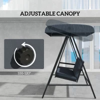 Outsunny Three-Seat Garden Swing Chair, with Adjustable Canopy - Dark Grey(m-6)