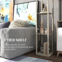 HOMCOM Three-Shelf Standing Lamp - Oak/White(m-6)