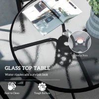 Outsunny Five-Piece Steel Patio Set, with Glass-Top Table - Dark Grey(m-6)