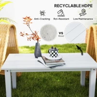 Outsunny Outdoor Garden Coffee Table, HDPE All-Weather Rectangular Outdoor Garden Table with Slatted Tabletop for Patio, Balcony, 91 x 44 x 42 cm, White(m-4)