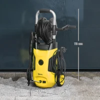 Outsunny 1800W High Pressure Washer, 150 Bar Pressure, 420 L/h Flow, Portable Power Washer Jet Wash Cleaner with Adjustable Nozzle, 6M Hose, Hose Reel, Steel Handle for Home Patio Car Driveway, Yellow(m-3)