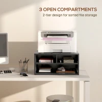 HOMCOM Three-Compartment Printer Storage Cabinet - Black(m-4)
